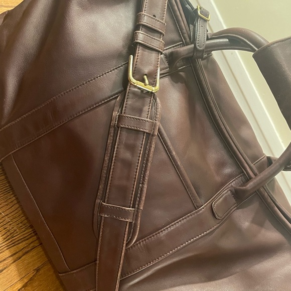 Vintage COACH Chocolate Brown Leather Cabin Weekender Duffel Travel Shoulder Bag - Picture 10 of 15